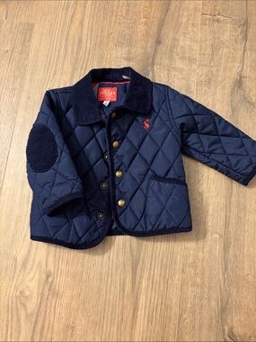 Joules navy quilted baby jacket EUC size 6-9 months